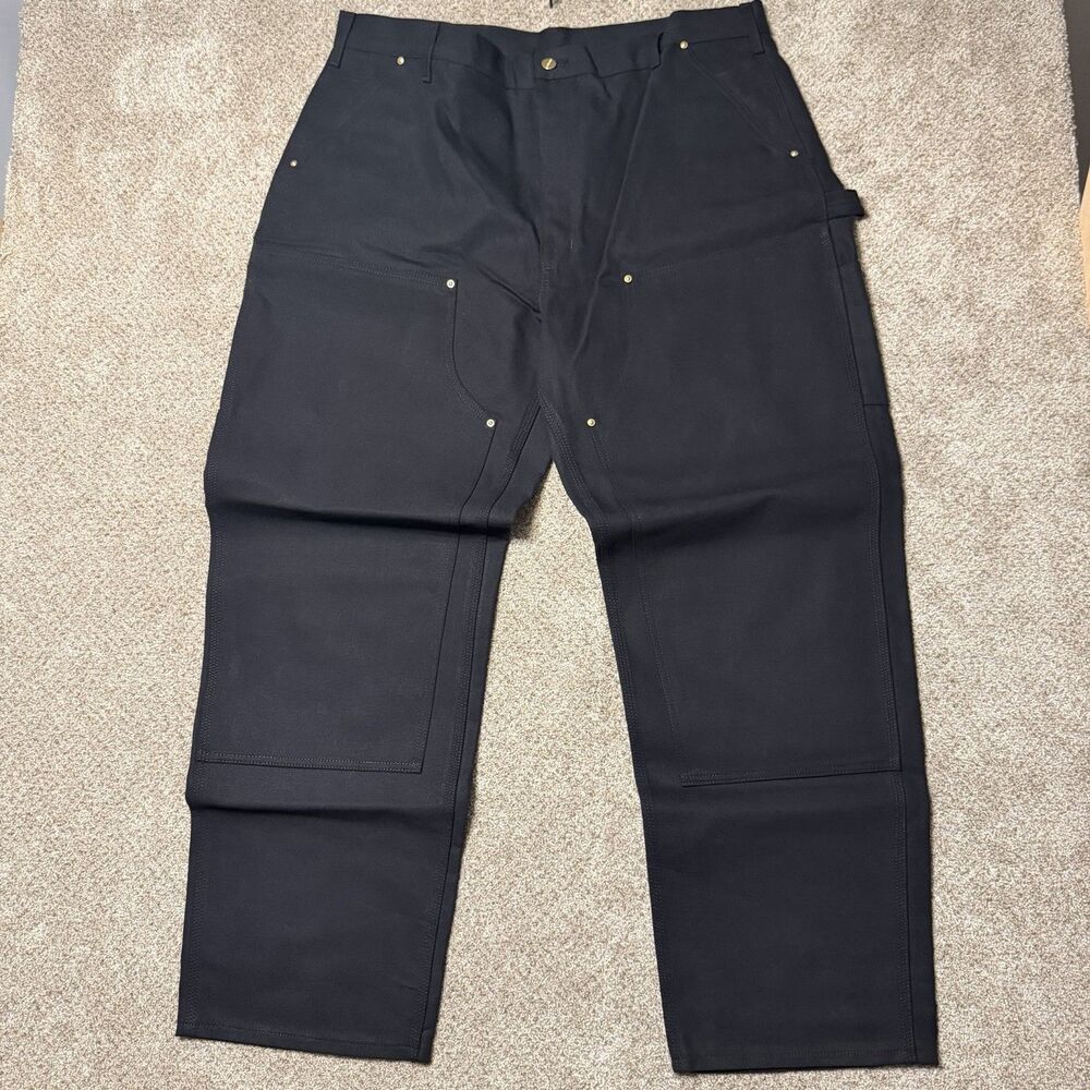 Carhartt B01 BLK Loose Fit Double Knee Firm Duck Utility Work Pants 42 x 32